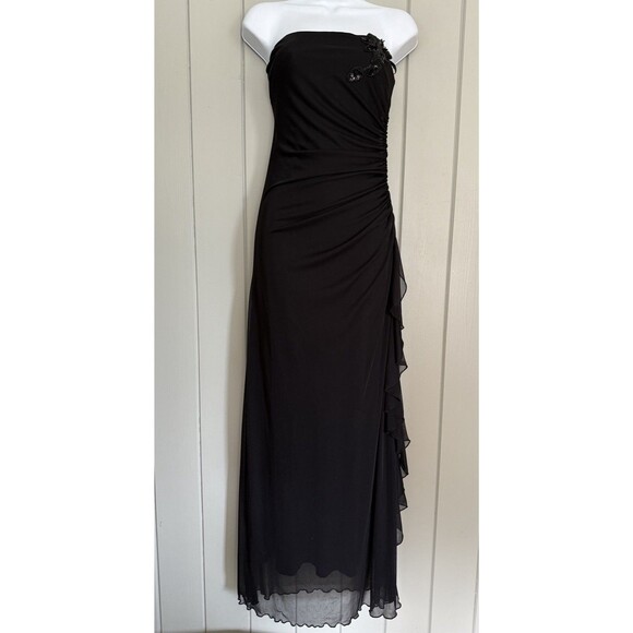 Vintage City Triangles Prom Dress Maxi Gown XS/S Black Fairy Goth Mesh 90s Y2K - Picture 1 of 6
